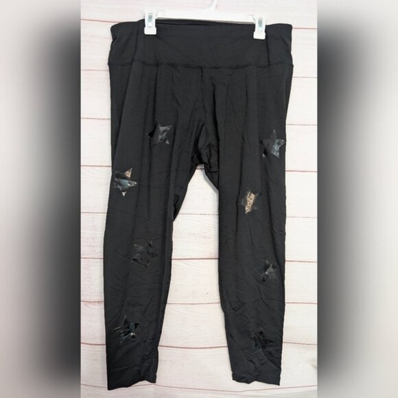 Euc Calvin Klein Plus Size Black Star Pattern Leggings 2X - Picture 1 of 8